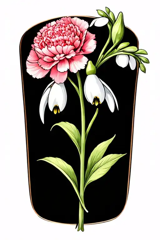 Carnation and snowdrop flower tattoo design idea