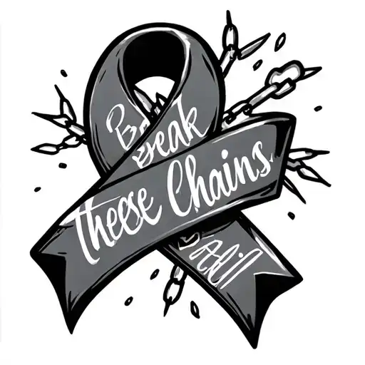 "Break these chains" Addiction recovery ribbon  tattoo design idea