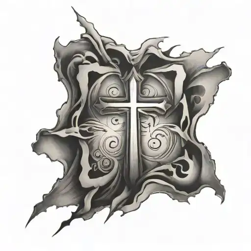 joshua 1:9 inside of cross abstract tattoo design idea