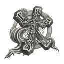 joshua 1:9 inside of cross abstract tattoo design idea