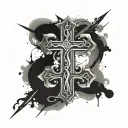 joshua 1:9 inside of cross abstract tattoo design idea