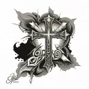 joshua 1:9 inside of cross abstract tattoo design idea