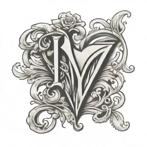 letter m  heart tattoo design idea