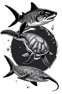 zebra shark, sting ray, turtle tattoo design idea