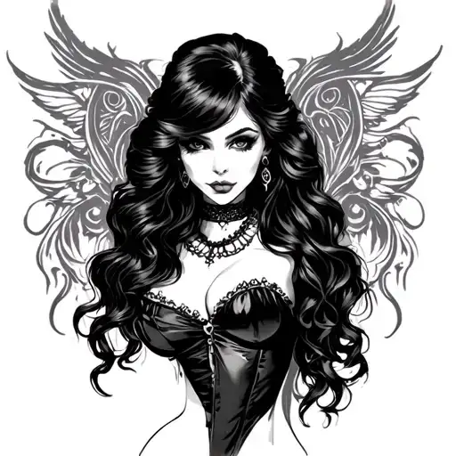 Goth Pinup Girl tattoo design idea