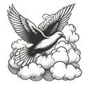 clouds, dove flying, heaven like illustration inspired tattoo tattoo design idea