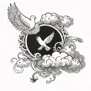 clouds, dove flying, heaven like illustration inspired tattoo tattoo design idea
