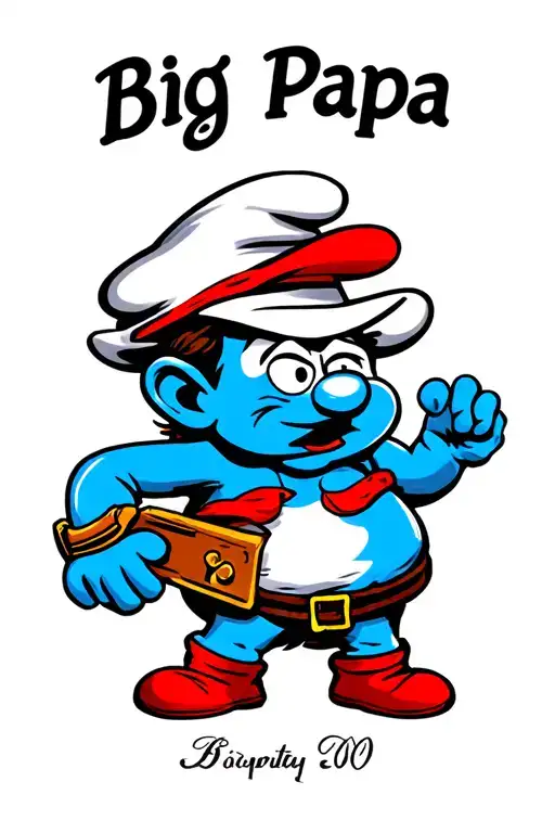 "Big Papa" gangster papa smurf tattoo design idea