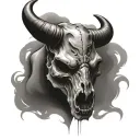 raging bull skull tattoo design idea