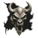 raging bull skull tattoo design idea