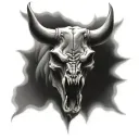 raging bull skull tattoo design idea