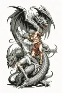 angel demon fight Dragon tattoo design idea