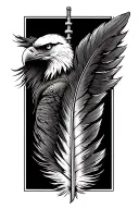 A stylized eagle feather transforming into a lifeline, symbolizing the guidance and assistance law enforcement provides to those in need tattoo design idea