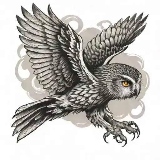 flying owl tattoo design idea