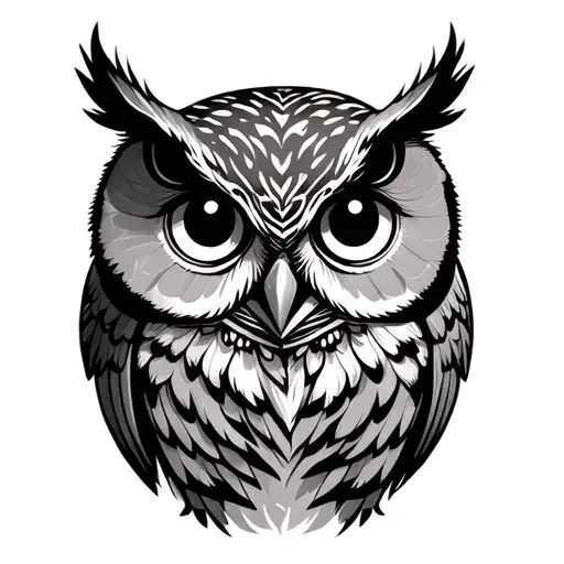 Tattoo of an owl with kind expression and big eyes tattoo design idea