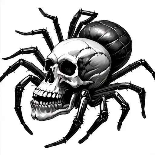 spider and skull tattoo design idea