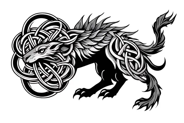 Celtic animal surrounded by knot work tattoo design idea