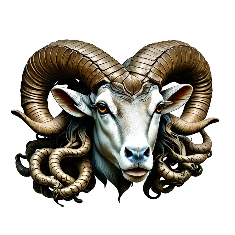 Capricorn zodiac sign ram and symbol pretty medusa tattoo design idea