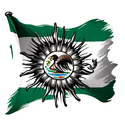 Uruguay sun and mexico flag incorporated tattoo design idea