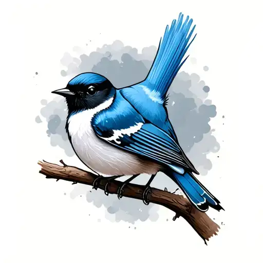 Willy Wagtail bird and blue wren bird tattoo design idea