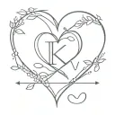 initials and heart themed tattoo tattoo design idea