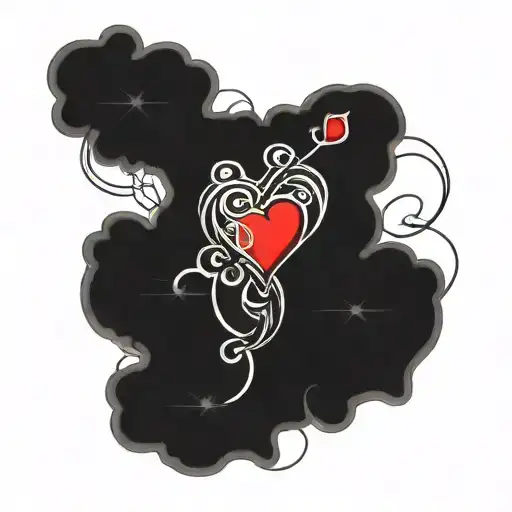 j with 2 hearts connected tattoo design idea