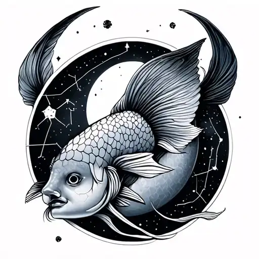 Pisces and cancer constellation tattoo design idea