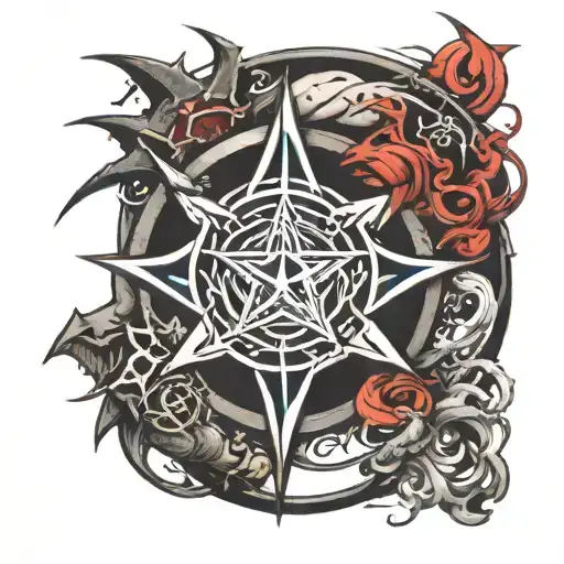 father son shuriken surrounded tattoo design idea