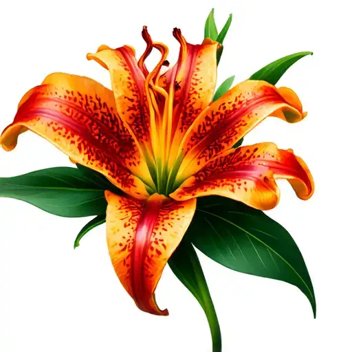 orange and red tiger lilly flower tattoo design idea