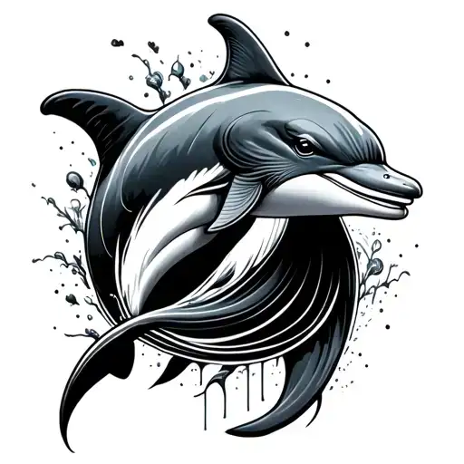dolphin waves tattoo design idea