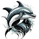 dolphin waves tattoo design idea