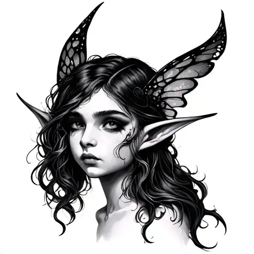 demon elf fairy face tattoo design idea
