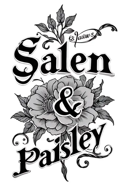 "Salem & Paisley" names incorporated into the design tattoo design idea