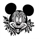Mickey Mouse head outline filled with Moana tribal designs  tattoo design idea
