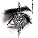 zuko burn scar on eye exact replica from avatar the last airbender with a sri yantra overlayed on top tattoo design idea