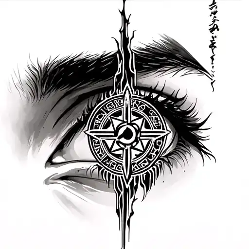 zuko burn scar on eye exact replica from avatar the last airbender with a sri yantra overlayed on top tattoo design idea