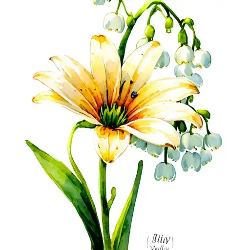 Lily of the Valley And Daisy tattoo design idea
