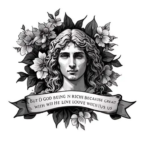 But God, being rich in mercy, because of the great love with which he loved us tattoo design idea