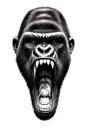Gorilla angry mouth open tattoo design idea