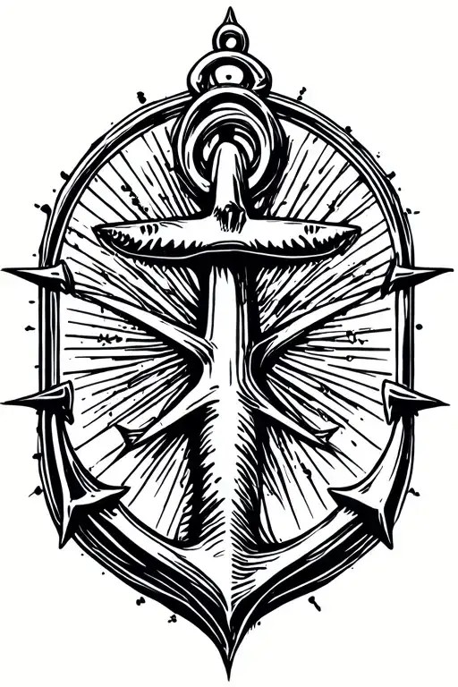 shark compas anchor  tattoo design idea