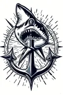 shark compas anchor  tattoo design idea