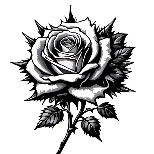 roses and spikes tattoo design idea