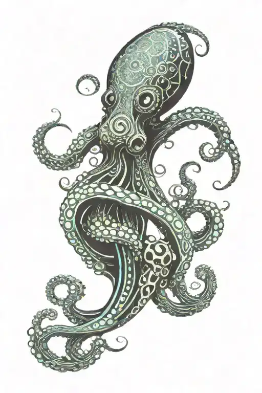 octopus mushrooms dna helix tattoo design idea