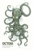 octopus mushrooms dna helix tattoo design idea