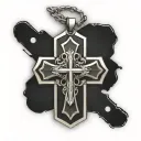 Cross with dog tag wrapped around it and Air Force logo in background tattoo design idea