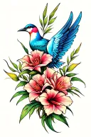 bird wing with gladioli tattoo design idea