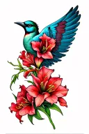 bird wing with gladioli tattoo design idea