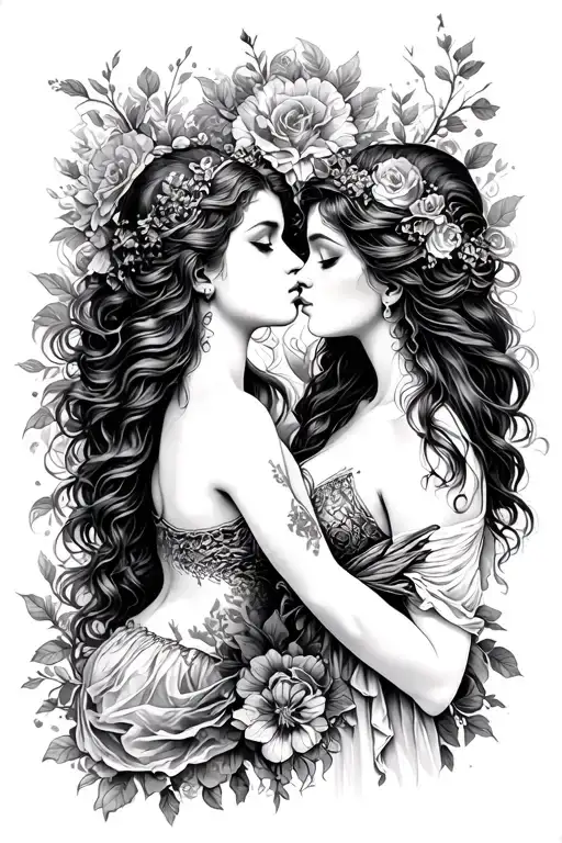 eros and psyche kiss tattoo design idea