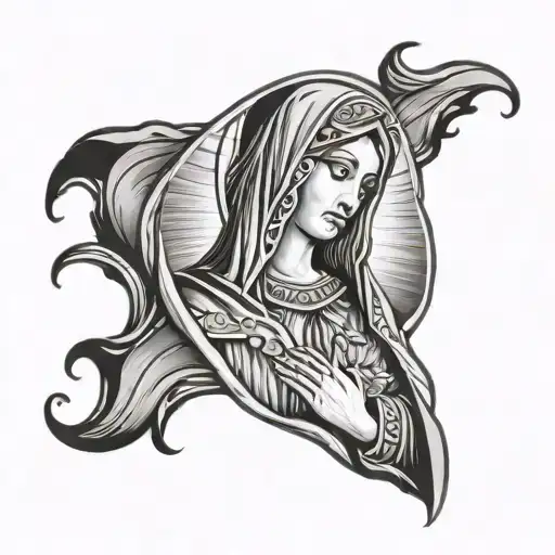 crying Virgin Mary hand tattoo tattoo design idea