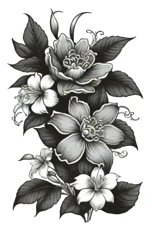Colombia and Puerto Rico flowers  tattoo design idea